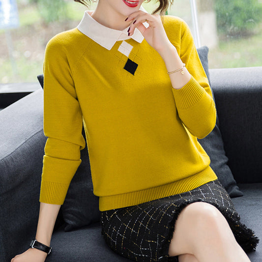 Winter Assorted Colours Lapel Knitwear Women Sweater - InsPrint