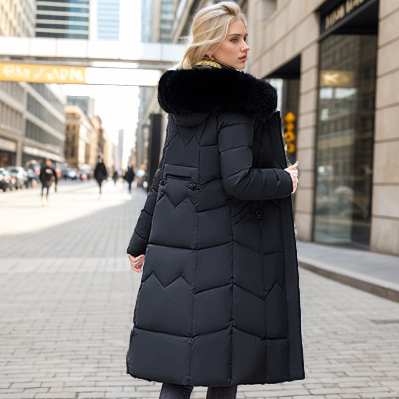 Winter Long Coat With Thickened Fur Collar Straight Slim Cotton-padded Jacket Women CJWY1912078