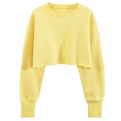 Women's Fashion Solid Color Short Sweatshirt - InsPrint