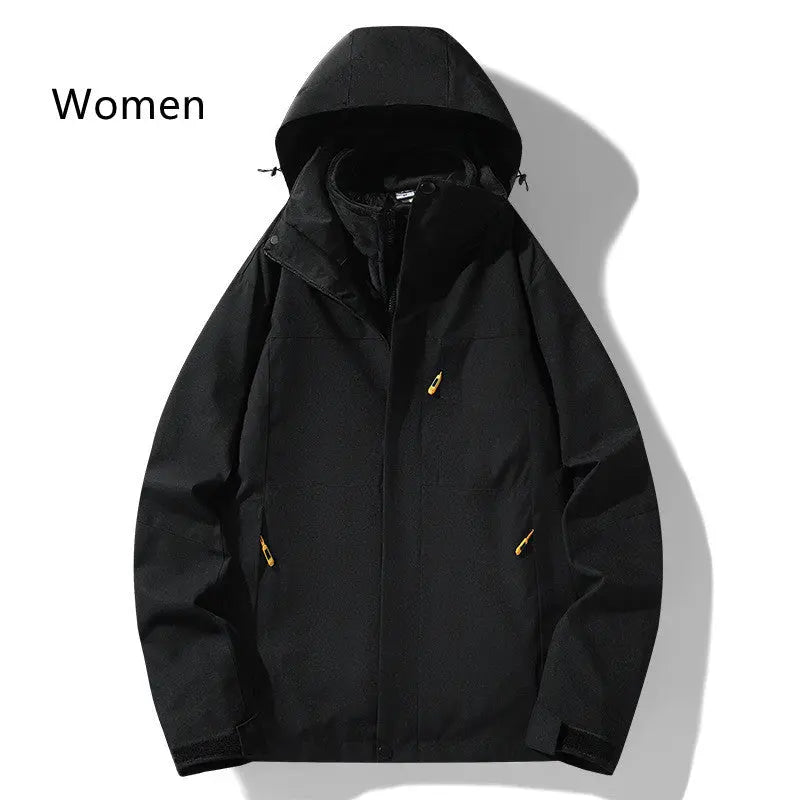 Three-in-one Removable Fleece-lined Thickened Windproof Waterproof Jacket - InsPrint