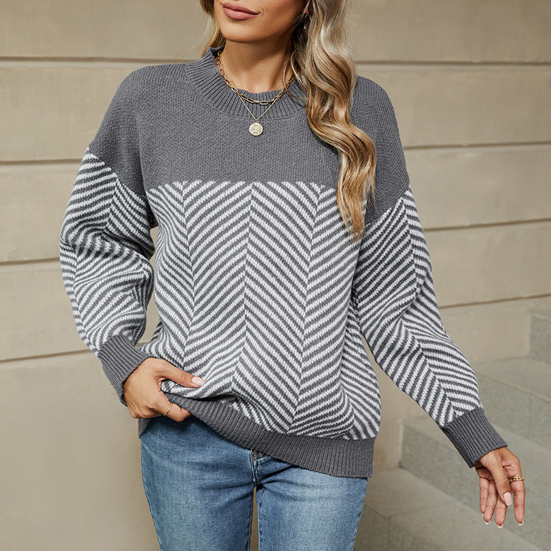 Lazy Striped Sweater Women's Long Sleeve - InsPrint