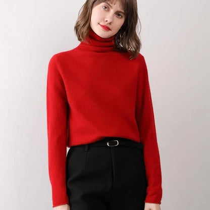 Turtleneck Western Style Inner Wear Thin Knitted Cashmere Sweater - InsPrint