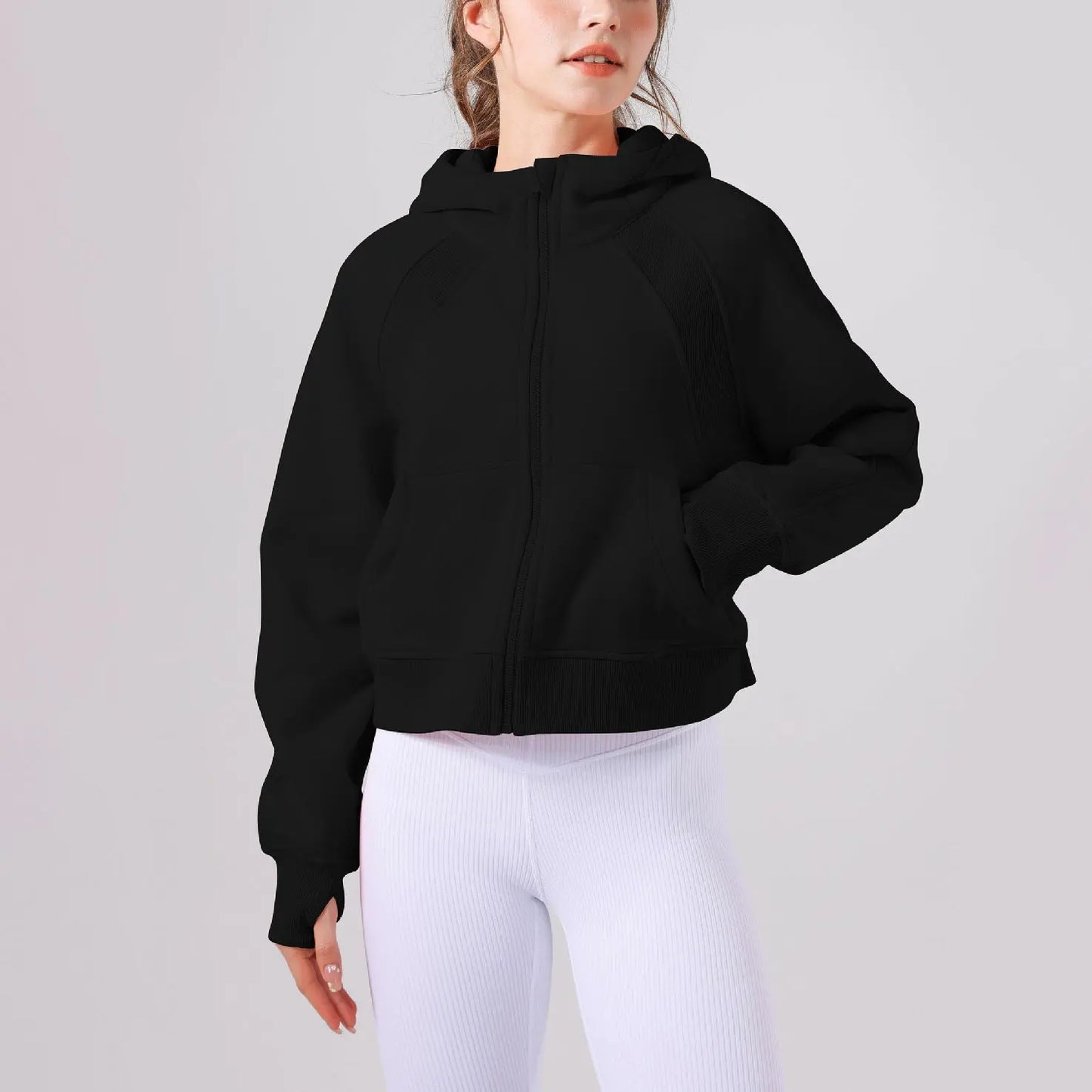 Fleece-lined Yoga Clothes Hooded Sweater Loose Thick Casual Zipper Sports Hoodie - InsPrint  - Fleece-lined Yoga Clothes Hooded Sweater Loose Thick Casual Zipper Sports Hoodie - InsPrint -  - #tag1# - Fleece-lined Yoga Clothes Hooded Sweater Loose Thick Casual Zipper Sports Hoodie - InsPrint