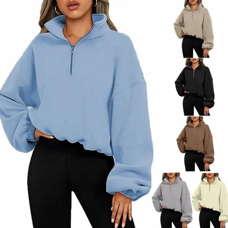 Loose Sport Pullover Hoodie Women Winter Solid Color Zipper Stand Collar Sweatshirt Thick Warm Clothing - InsPrint -   - Loose Sport Pullover Hoodie Women Winter Solid Color Zipper Stand Collar Sweatshirt Thick Warm Clothing - InsPrint  - Loose Sport Pullover Hoodie Women Winter Solid Color Zipper Stand Collar Sweatshirt Thick Warm Clothing - InsPrint -  - #tag1# - Loose Sport Pullover Hoodie Women Winter Solid Color Zipper Stand Collar Sweatshirt Thick Warm Clothing - InsPrint