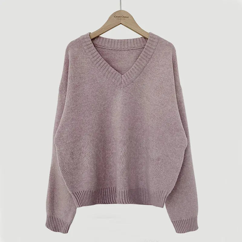 South Korea Basic Style V-neck Pullover Sweater Thermal Knitting - InsPrint