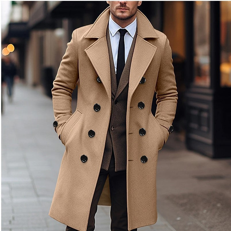 Fall Winter Men Woolen Coat Double Breasted Long CJWY1912078