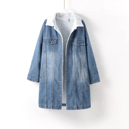 Vangull Fur Warm Winter Denim Jacket Women New Fashion Autumn Wool Lining Jeans Coat Women Bomber Jackets Casaco Feminino - InsPrint