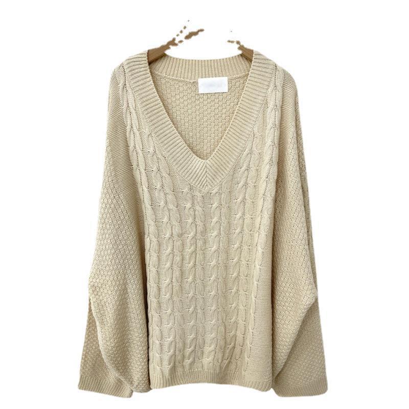 Retro Twist Lazy Large Design Loose Shoulder Pullover Sweaters - InsPrint