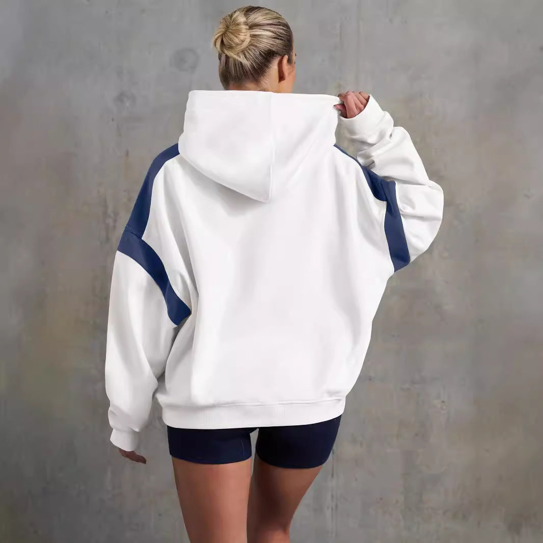 Contrast Colour Drop Shoulder Women's Hoodie - InsPrint