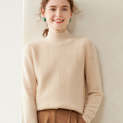 Pullover Mock Neck Sweater Short Loose - InsPrint