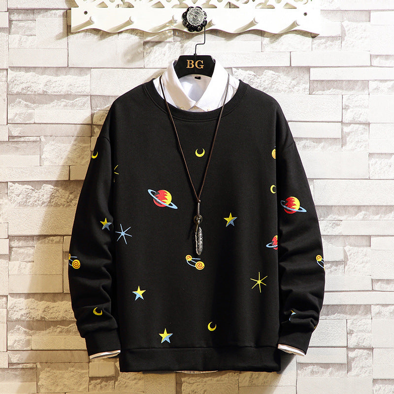 Japanese Large Size Printed Loose Shoulder Round Neck Casual Long-sleeved sweatshirt CJWY1912078