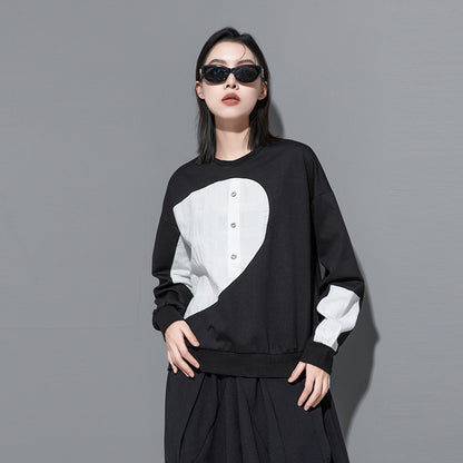 Splicing Semicircle Dark Series Loose-fitting Sweatshirt - InsPrint