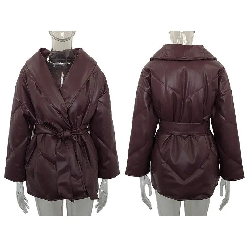 Winter Parkas For Women Loose Leather Coats Ladies Jackets - InsPrint