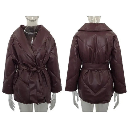 Winter Parkas For Women Loose Leather Coats Ladies Jackets - InsPrint