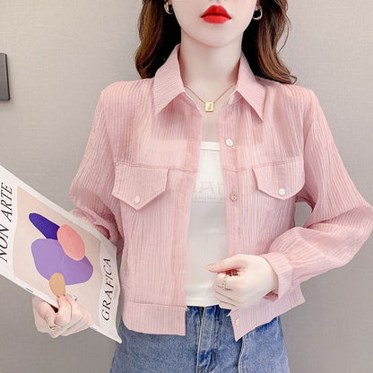 Loose Summer Short Chiffon Shirt For Women CJWY1912078