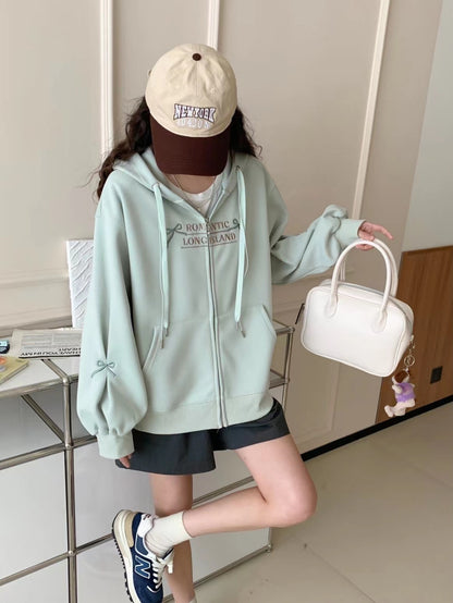 Machine Embroidery Loose Zipper Hoodie for Summer CJWY1912078