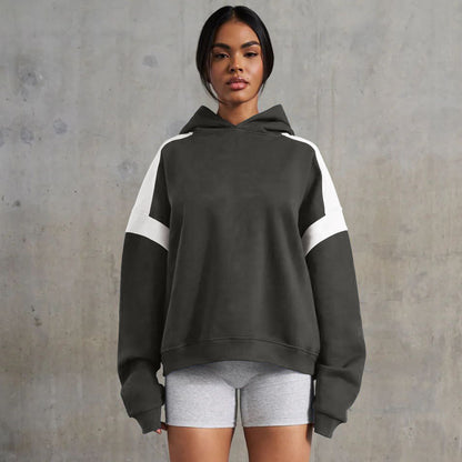 Contrast Colour Drop Shoulder Women's Hoodie - InsPrint