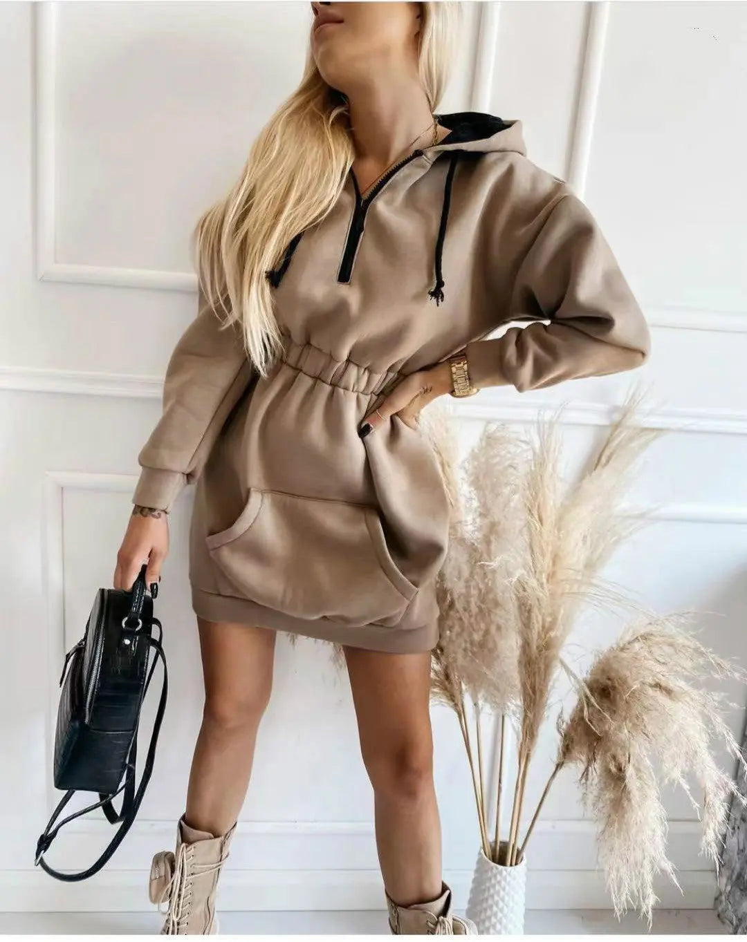 Casual Fashion Street Waistband Cap Long Sweater Dress hoodie CJWY1912078