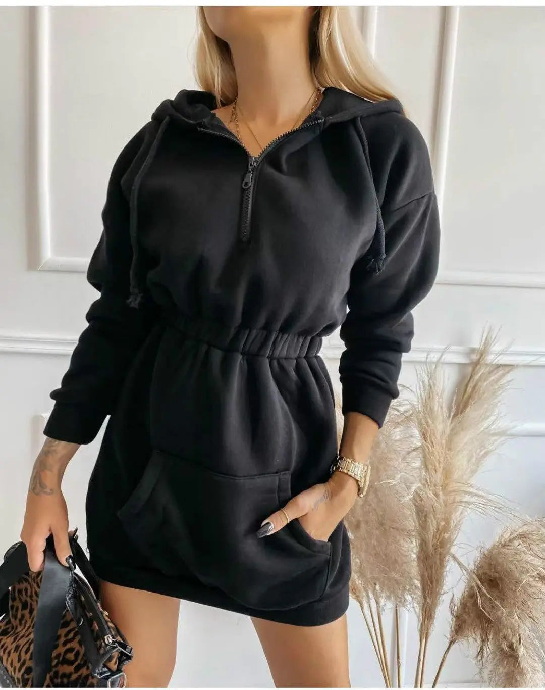 Casual Fashion Street Waistband Cap Long Sweater Dress hoodie CJWY1912078