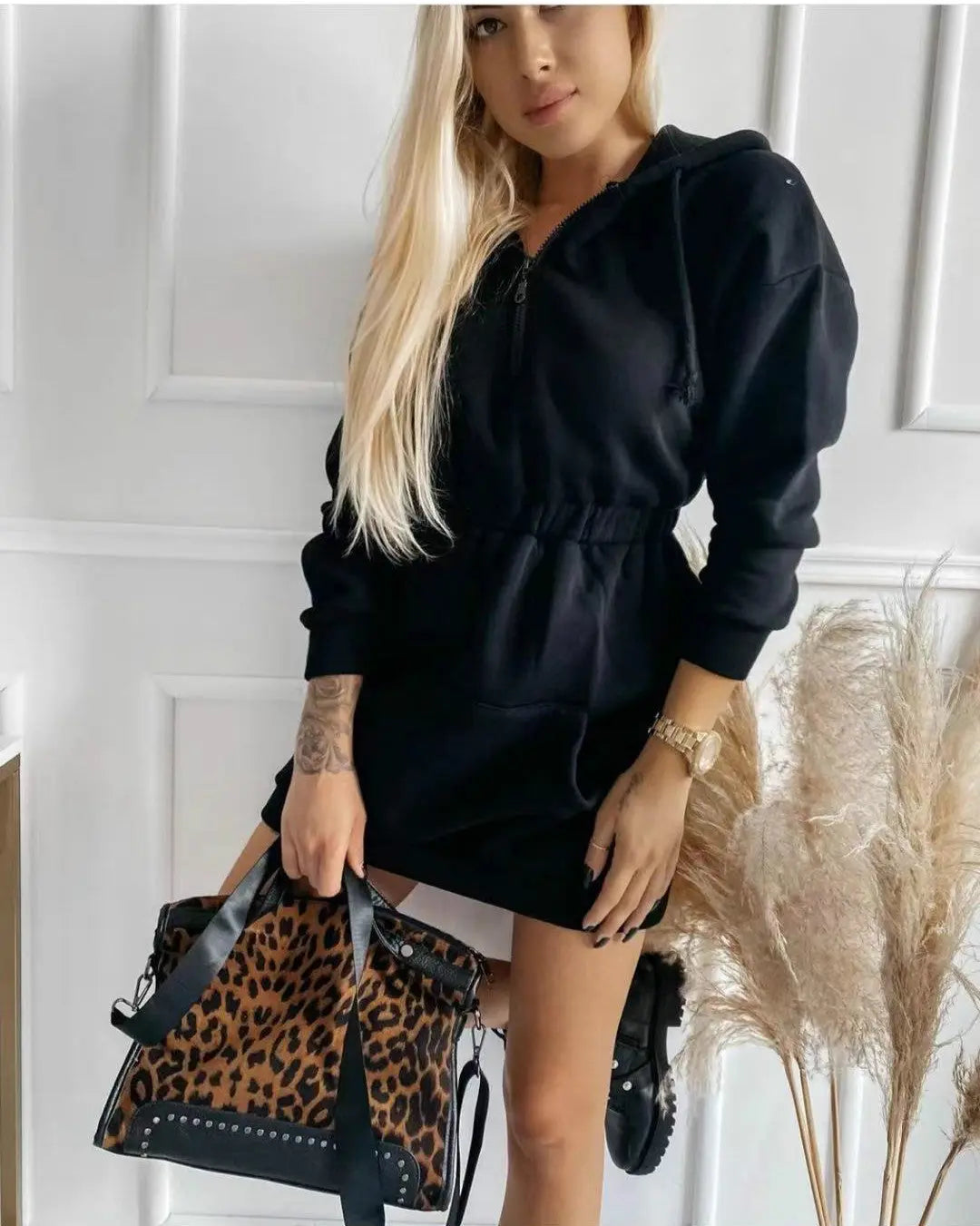 Casual Fashion Street Waistband Cap Long Sweater Dress hoodie CJWY1912078