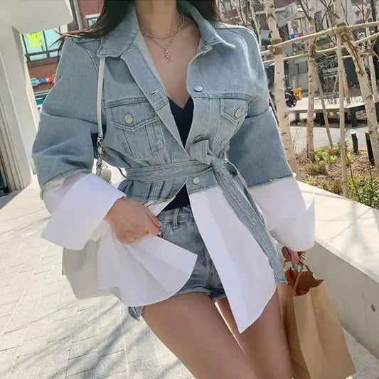 Casual Stitching Fake Two Denim Jackets CJNS1027238