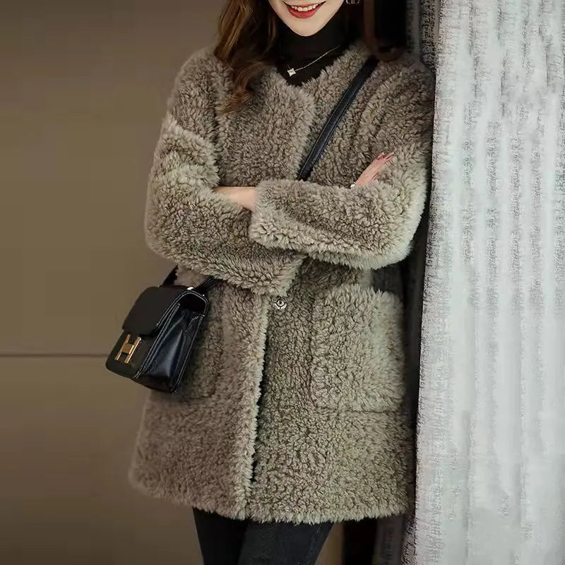 Coat Mid-length Lamb Wool jacket CJWY1912078