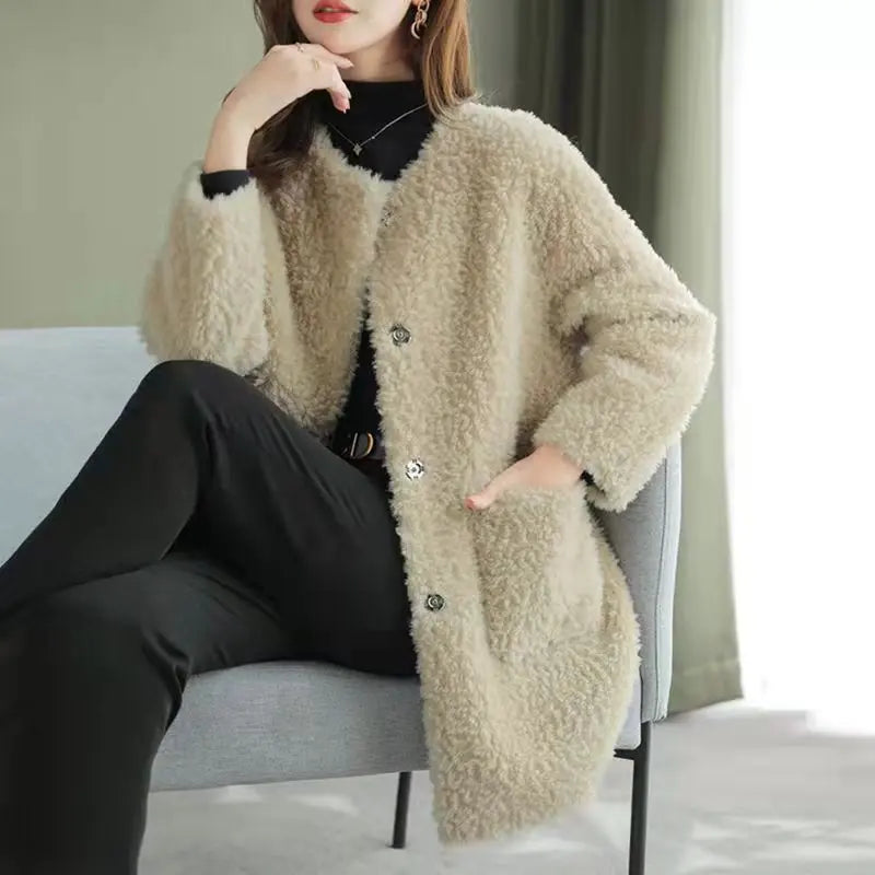 Coat Mid-length Lamb Wool jacket CJWY1912078