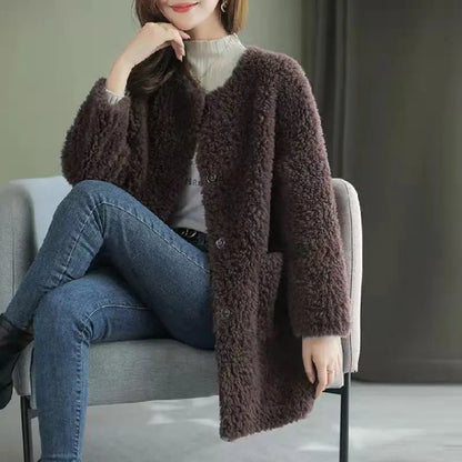 Coat Mid-length Lamb Wool jacket CJWY1912078