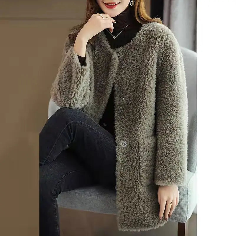 Coat Mid-length Lamb Wool jacket CJWY1912078