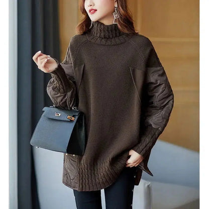 Cotton-padded Sweater, Splicing Knitwear Sweater CJNS1027238