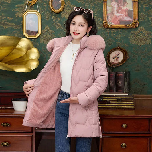 Down Cotton-padded Coat For Women Mid-length CJWY1912078