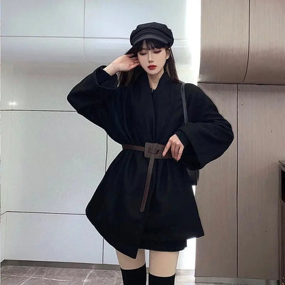 Extra Large Size Trench Coat Women's Spring And Autumn Woolen Coat CJWY1912078