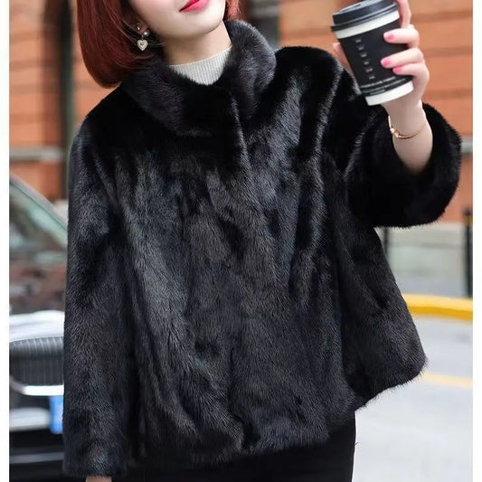 Fashion Casual Stand Collar Thickened Warm Mink Fur Short Jacket CJWY1912078