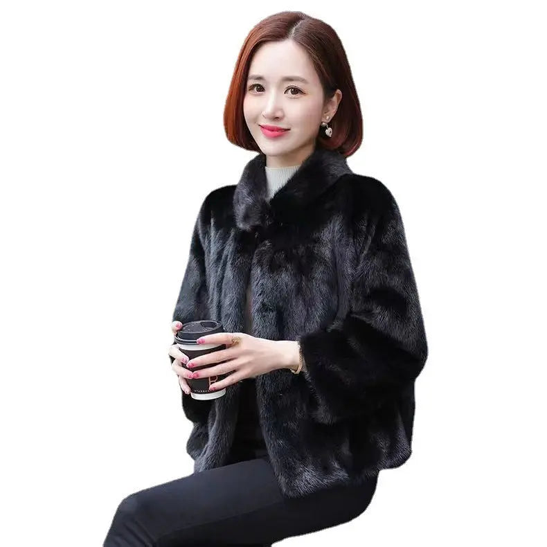 Fashion Casual Stand Collar Thickened Warm Mink Fur Short Jacket CJWY1912078