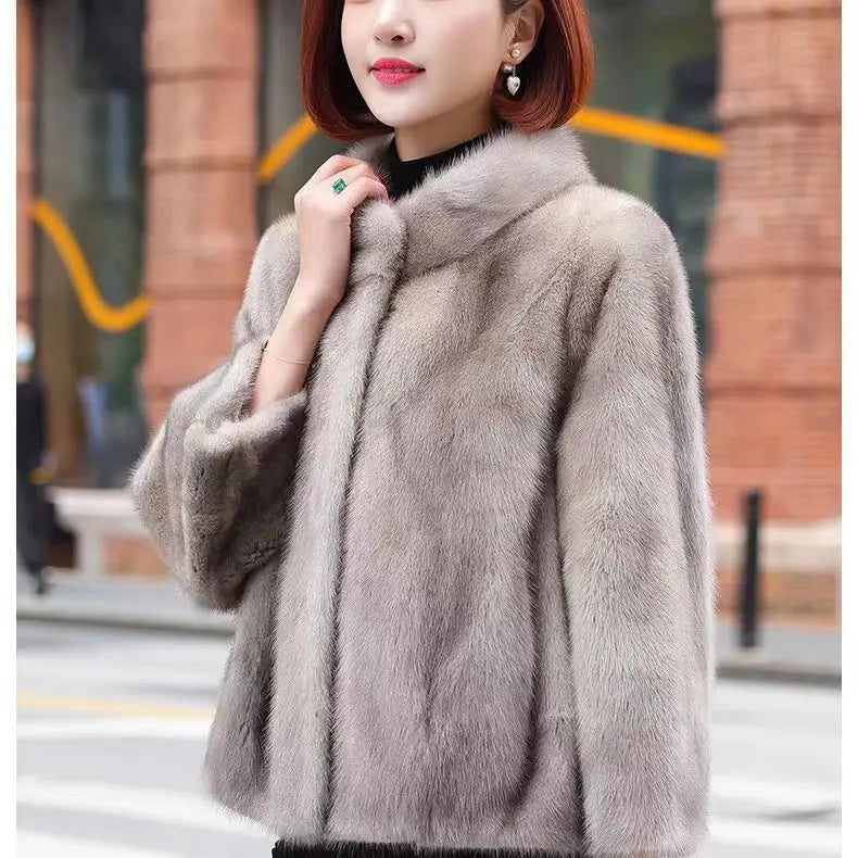 Fashion Casual Stand Collar Thickened Warm Mink Fur Short Jacket CJWY1912078