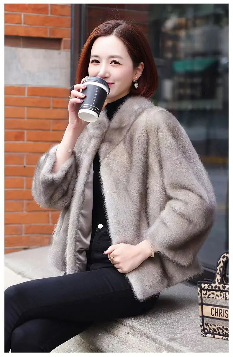 Fashion Casual Stand Collar Thickened Warm Mink Fur Short Jacket CJWY1912078