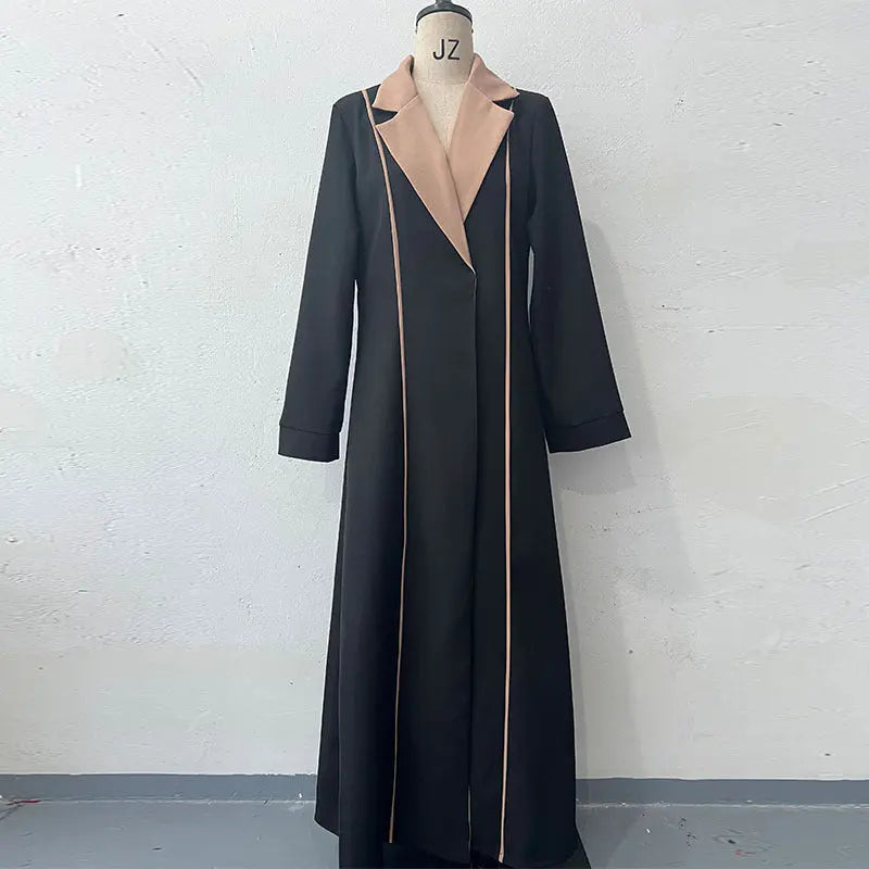 Fashion Colorblock Long Cardigan Trench Coat CJWY1912078