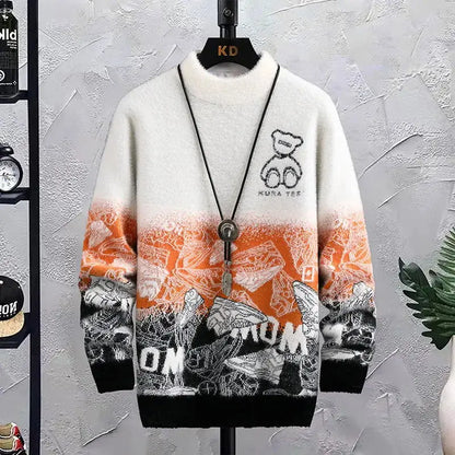 Fashion Patchwork Hip Hop Crew Neck Sweater Mens CJNS1027238