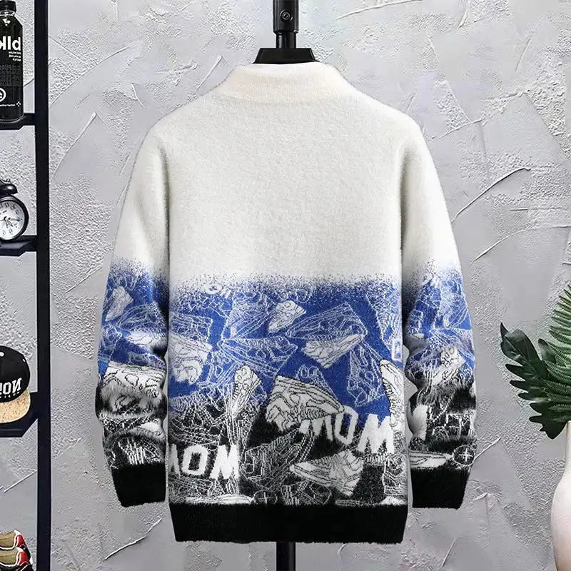 Fashion Patchwork Hip Hop Crew Neck Sweater Mens CJNS1027238