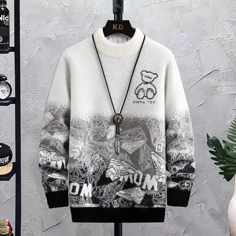 Fashion Patchwork Hip Hop Crew Neck Sweater Mens CJNS1027238