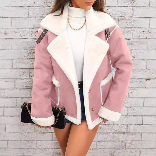 Fashion Polo Collar Plush Jacket Winter Warm Casual Jacket CJWY1912078