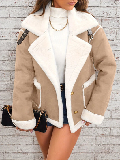 Fashion Polo Collar Plush Jacket Winter Warm Casual Jacket CJWY1912078