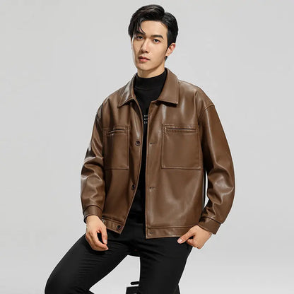 Fashion Youth Motorcycle Leather Coat Lapel Handsome Men's Jacket CJWY1912078