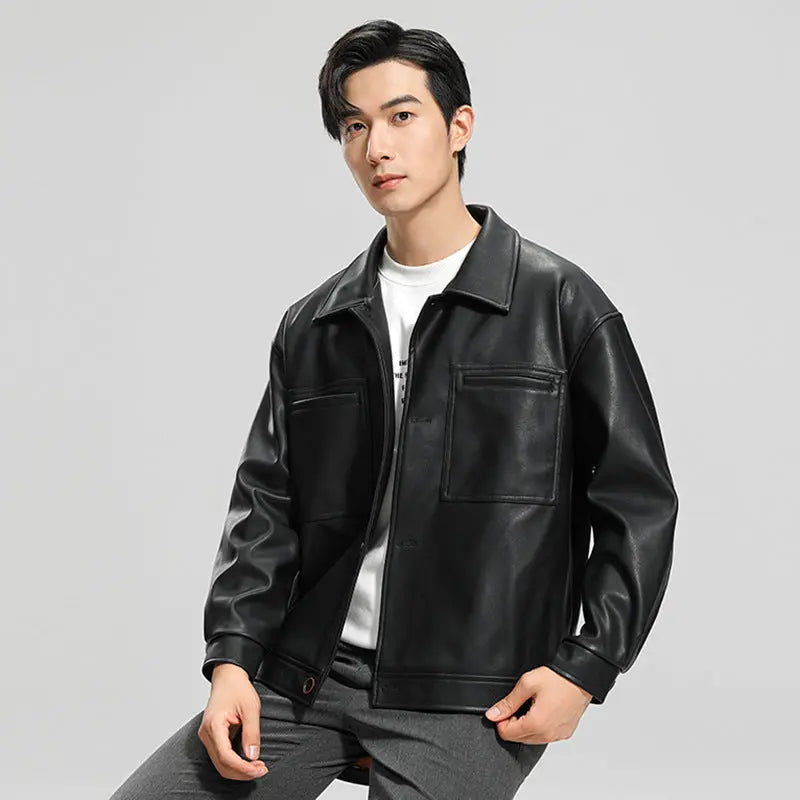 Fashion Youth Motorcycle Leather Coat Lapel Handsome Men's Jacket CJWY1912078