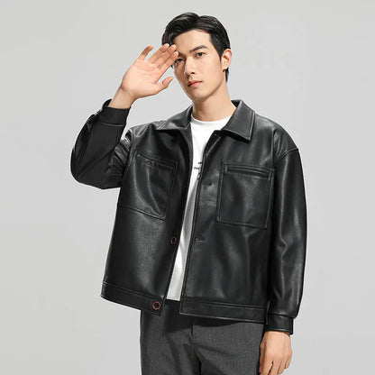 Fashion Youth Motorcycle Leather Coat Lapel Handsome Men's Jacket CJWY1912078