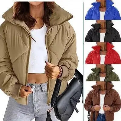 Long Sleeve Zipper Winter Quilted Short Cotton Jacket CJWY1912078