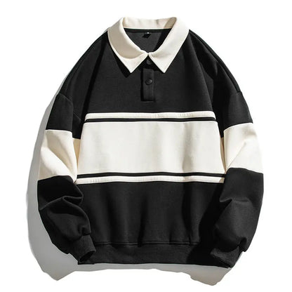 Loose Color Matching Lapel Sweatshirt CJWY1912078