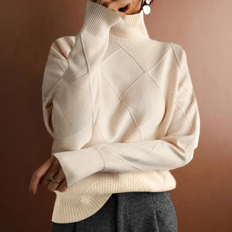 Loose High Collar Warm Sweater Solid Color Knitted Women CJMY1932580