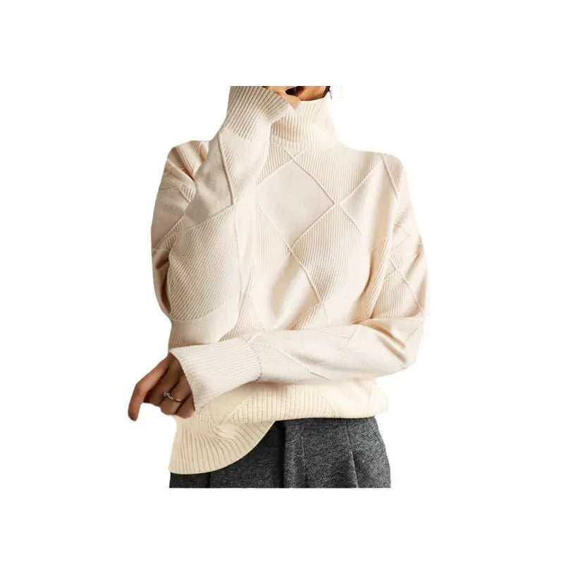 Loose High Collar Warm Sweater Solid Color Knitted Women CJMY1932580