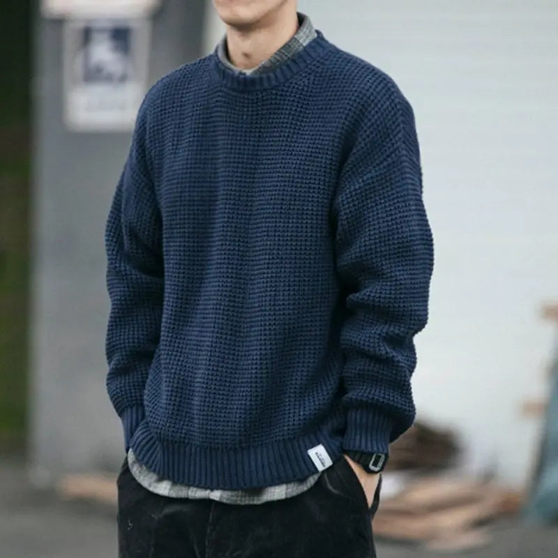 Men's Heavy Knit Loose Solid Color Casual Sweater CJWY1912078